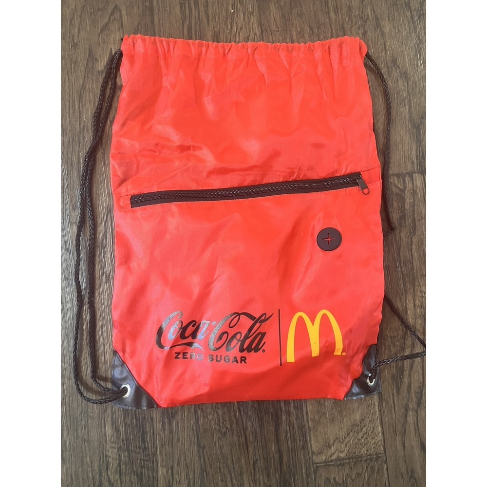 Coca-Cola Zero Sugar McDonald's Red Drawstring Tote Backpack Bag Red